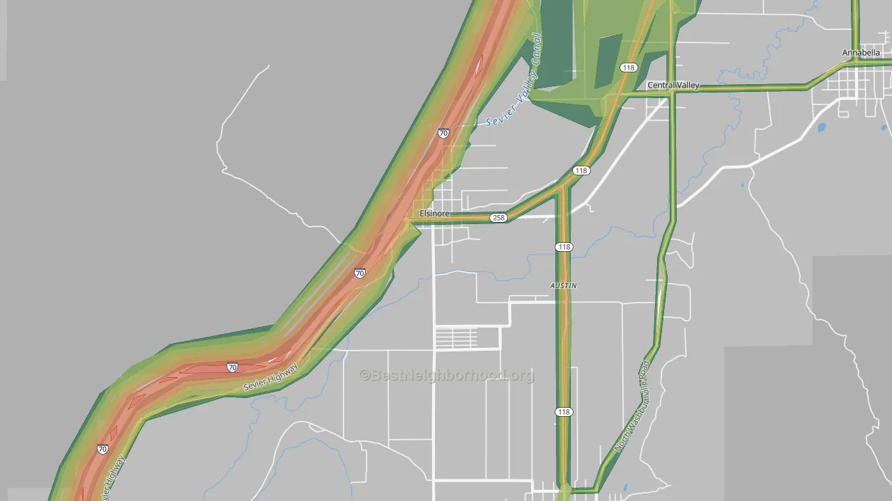 Elsinore, UT Map of Noise Levels in Elsinore