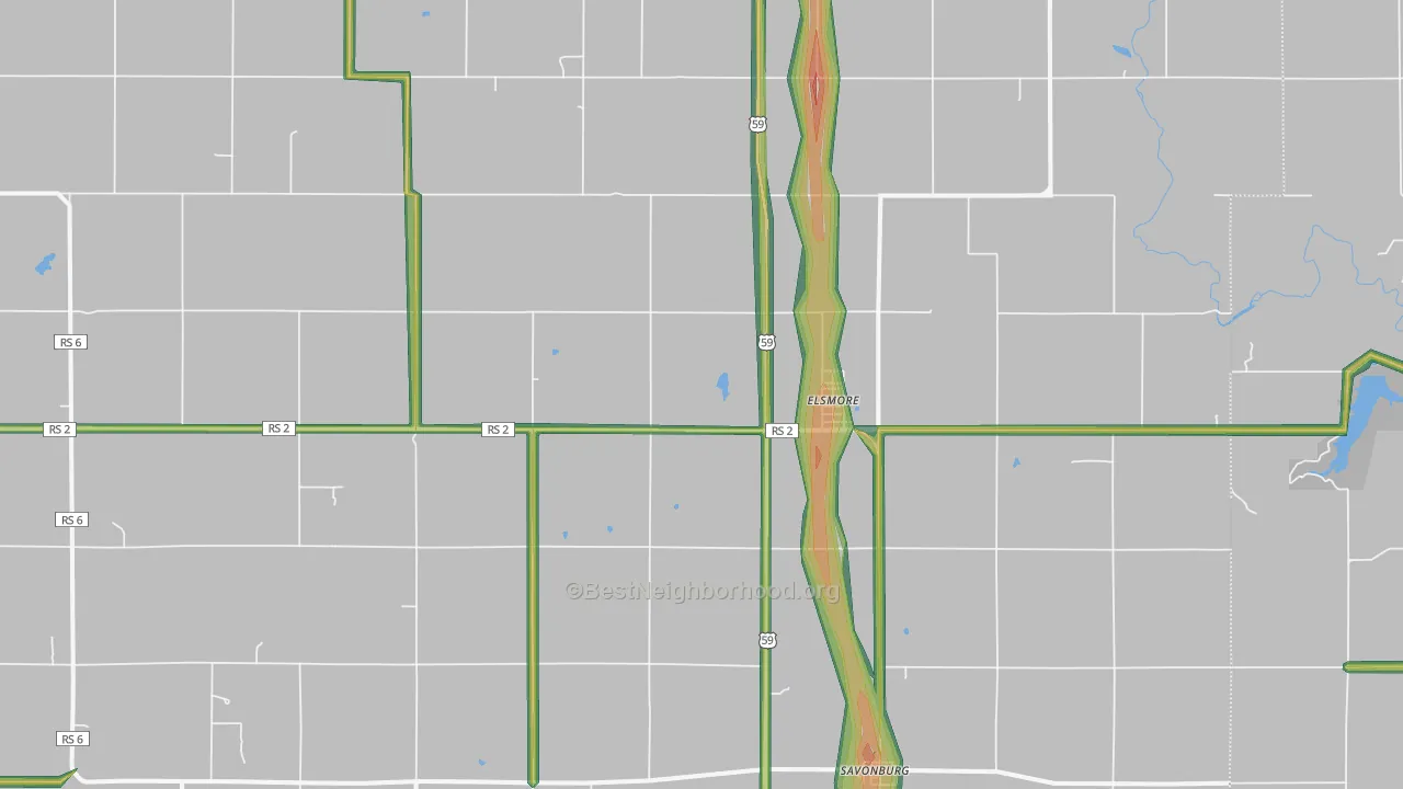 Elsmore, KS Map of Noise Levels in Elsmore