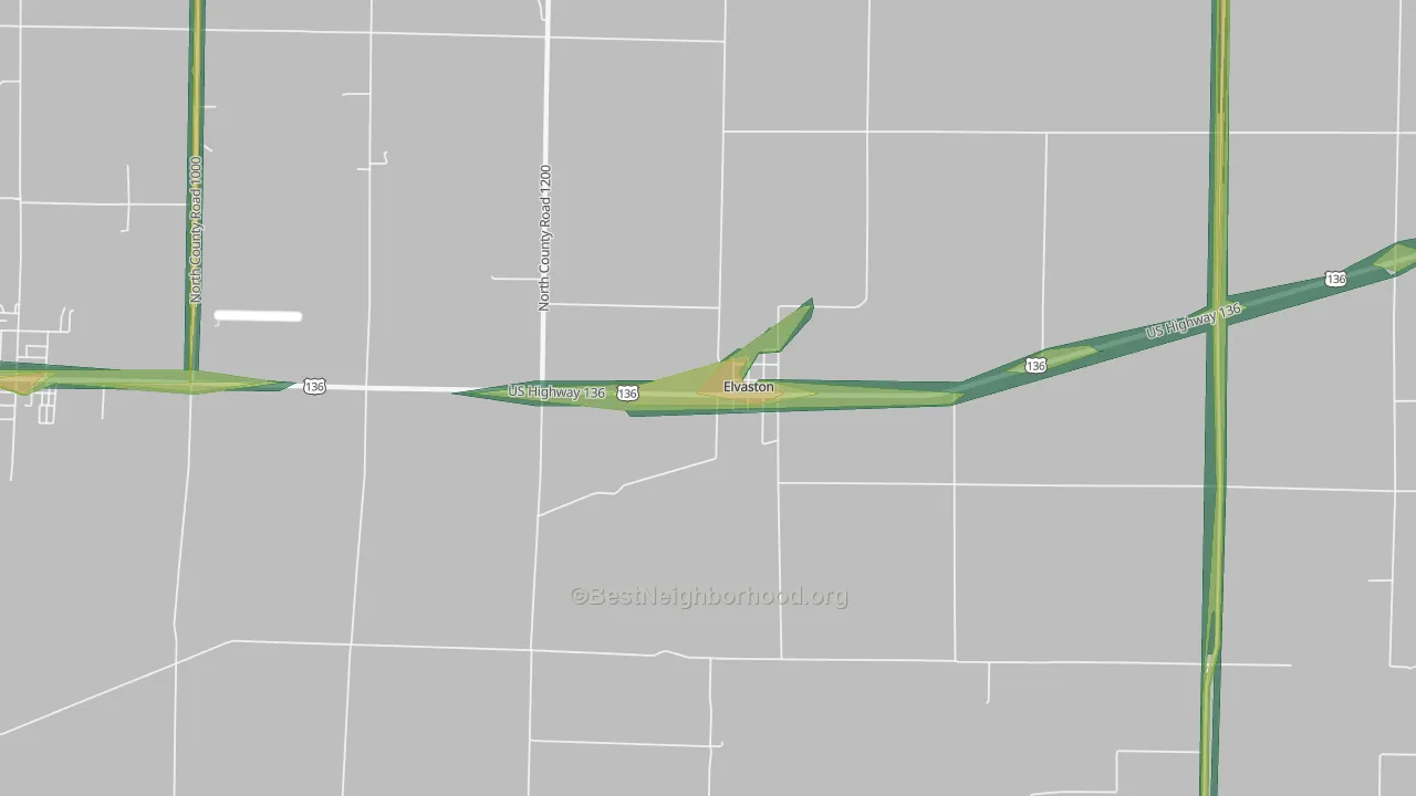 Elvaston, IL Map of Noise Levels in Elvaston