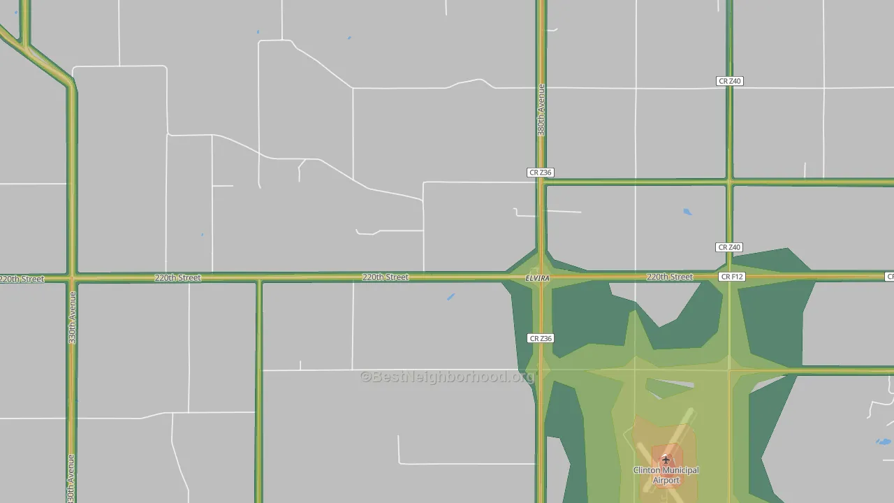 Elvira, IA Map of Noise Levels in Elvira