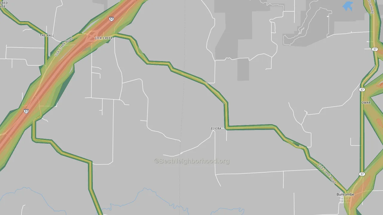 Elvira, IL Map of Noise Levels in Elvira