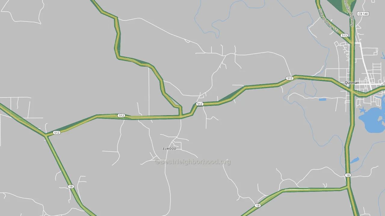 Elwood, MS Map of Noise Levels in Elwood