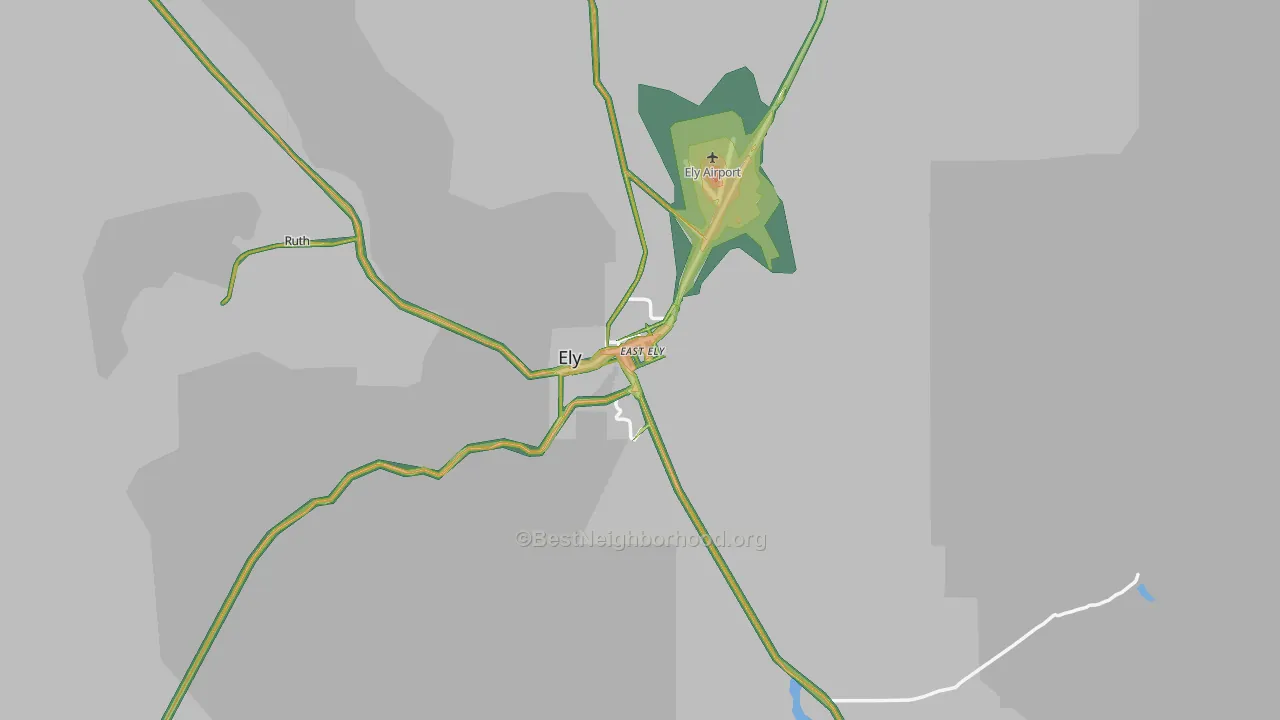 Ely, NV Map of Noise Levels in Ely