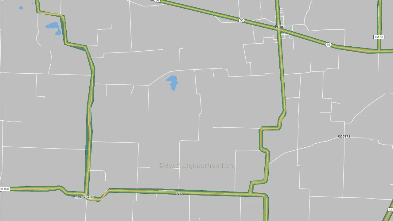 Ely, TX Map of Noise Levels in Ely
