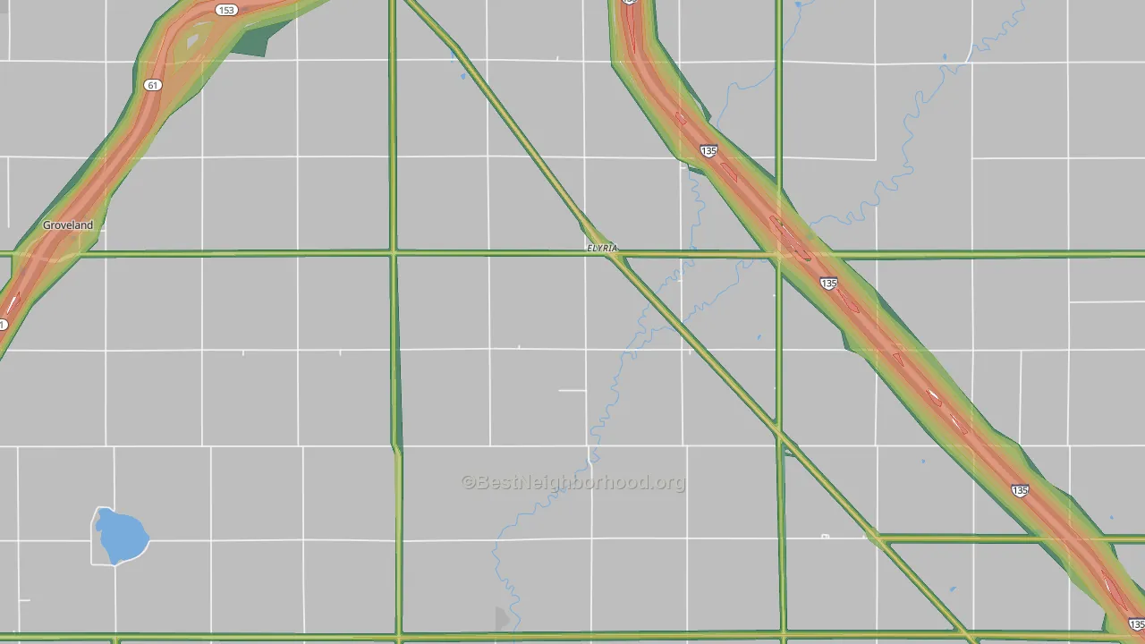 Elyria, KS Map of Noise Levels in Elyria