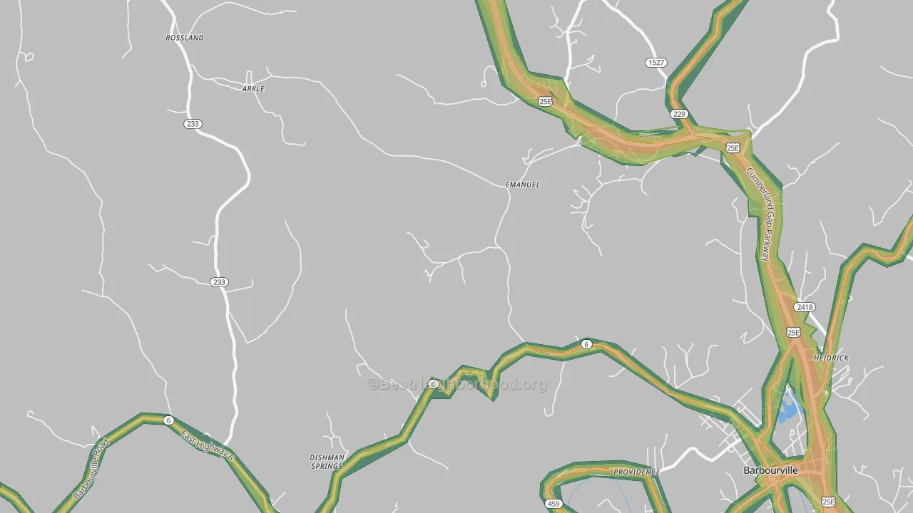 Emanuel, KY Map of Noise Levels in Emanuel