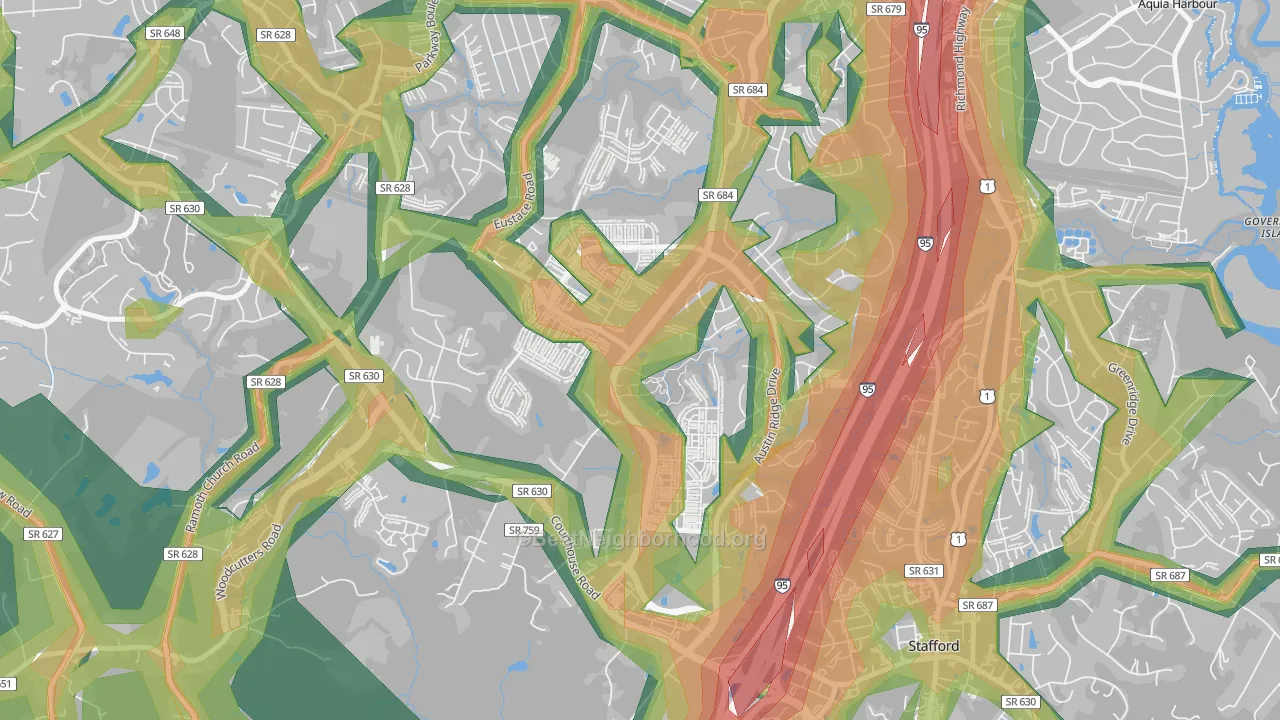 Embrey Mill, Stafford, VA Map of Noise Levels in Embrey Mill