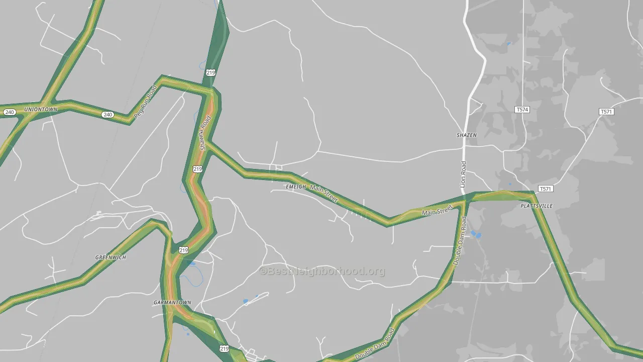 Emeigh, PA Map of Noise Levels in Emeigh