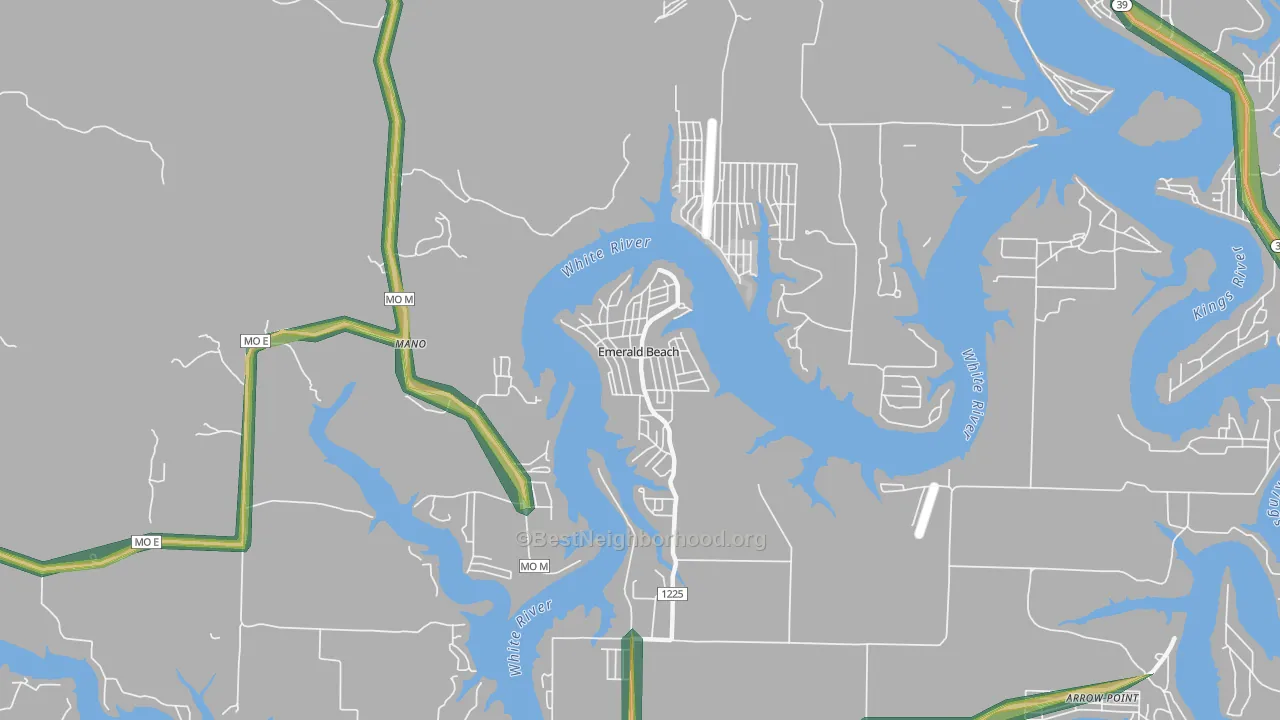 Emerald Beach, MO Map of Noise Levels in Emerald Beach