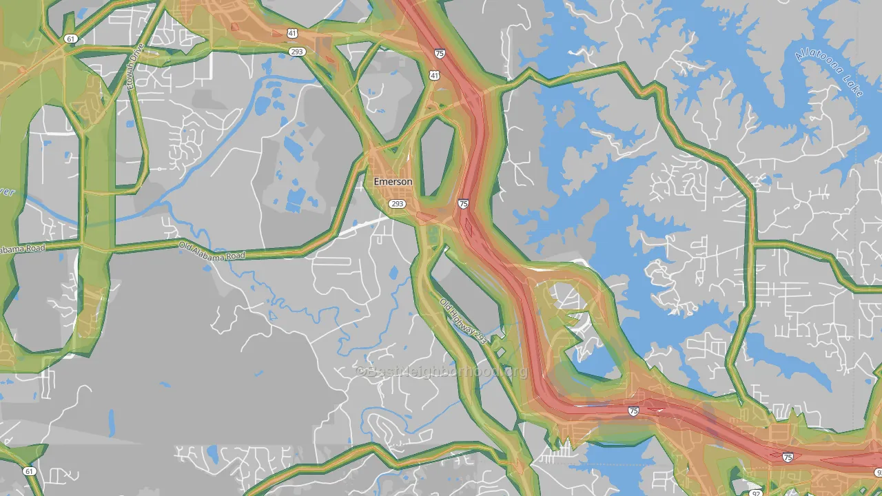 Emerson, GA Map of Noise Levels in Emerson