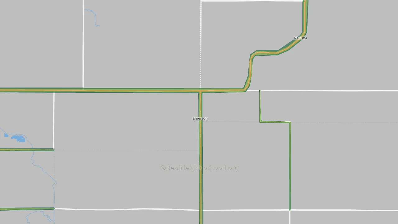 Emerson, NE Map of Noise Levels in Emerson