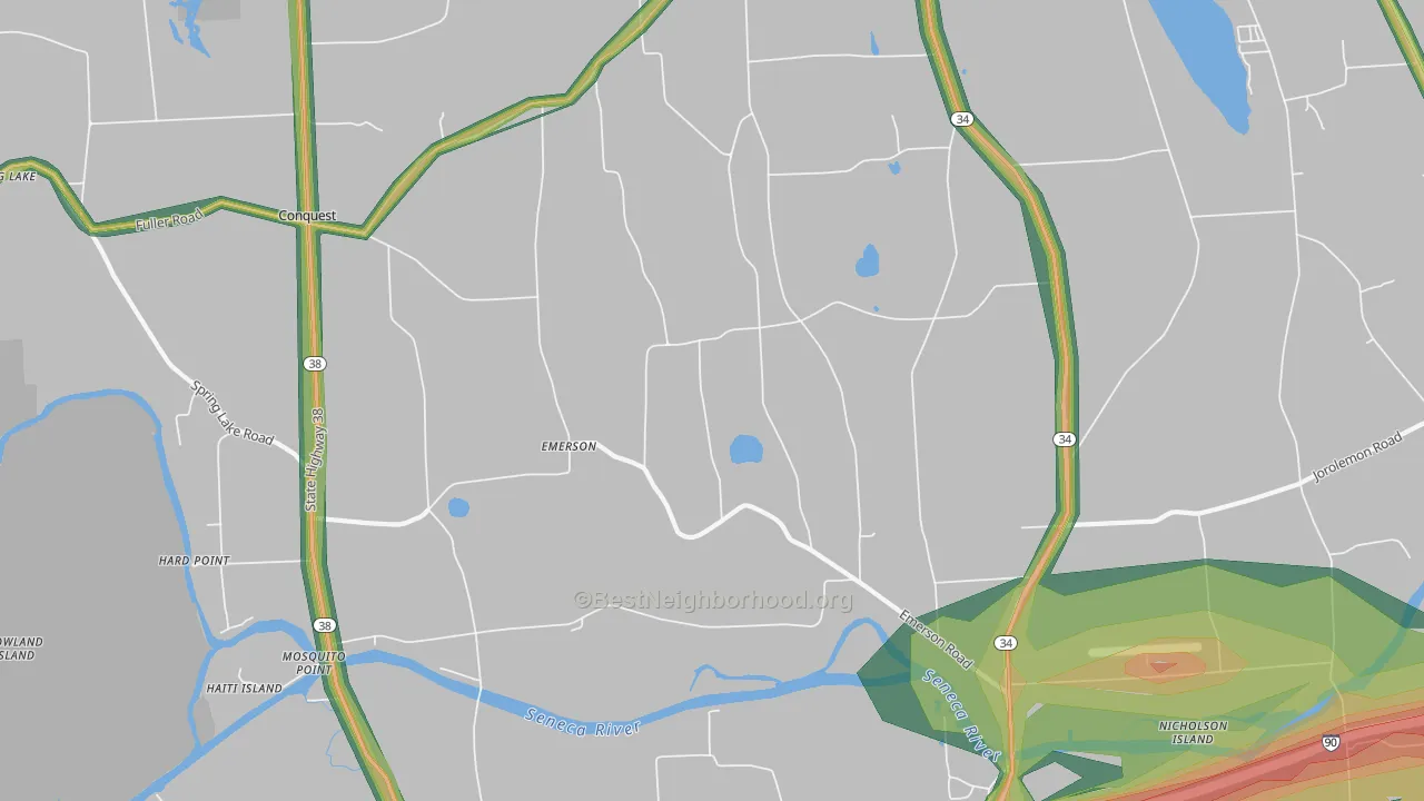 Emerson, NY Map of Noise Levels in Emerson