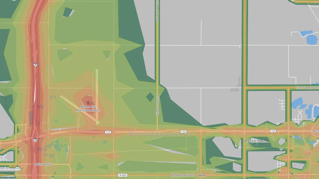 Emery, IA Map of Noise Levels in Emery