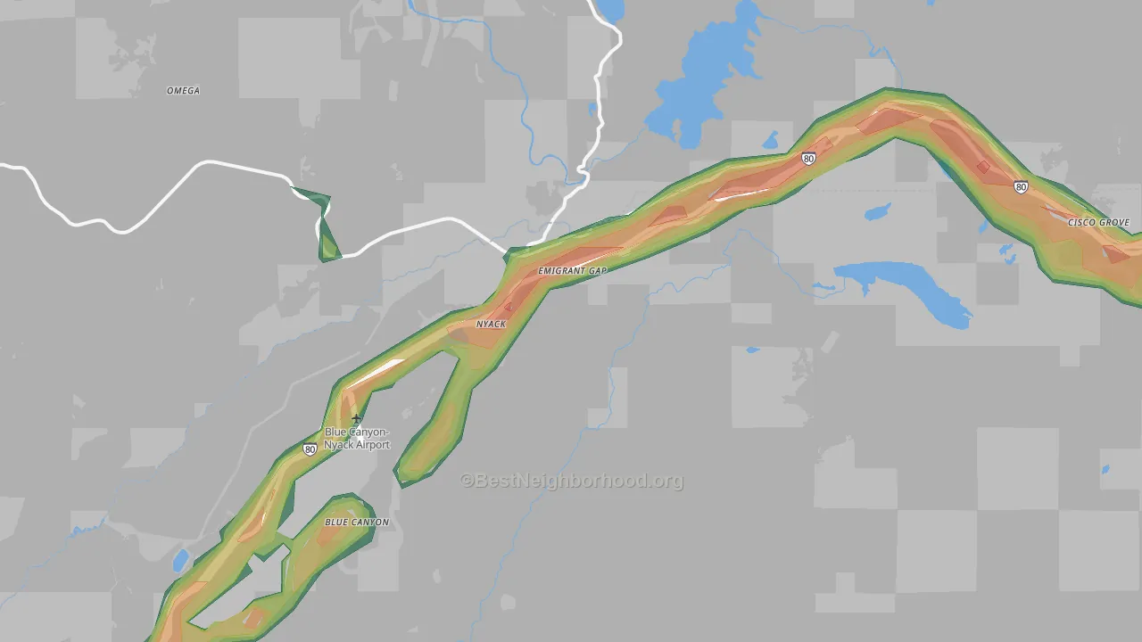Emigrant Gap, CA Map of Noise Levels in Emigrant Gap
