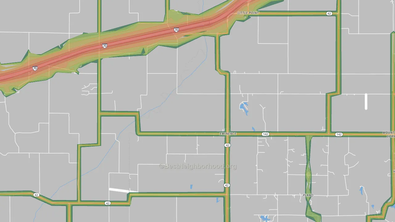 Eminence, IN Map of Noise Levels in Eminence