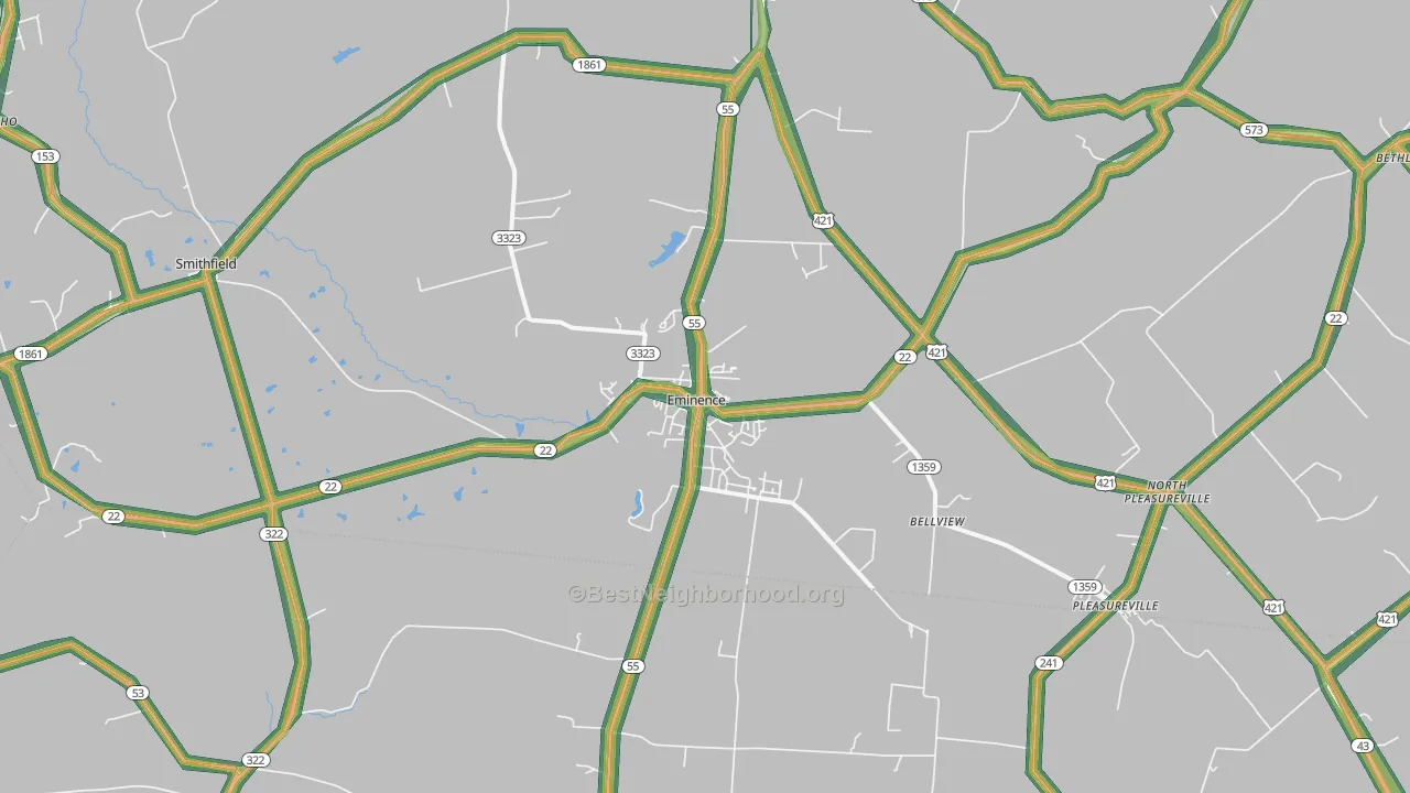 Eminence, KY Map of Noise Levels in Eminence