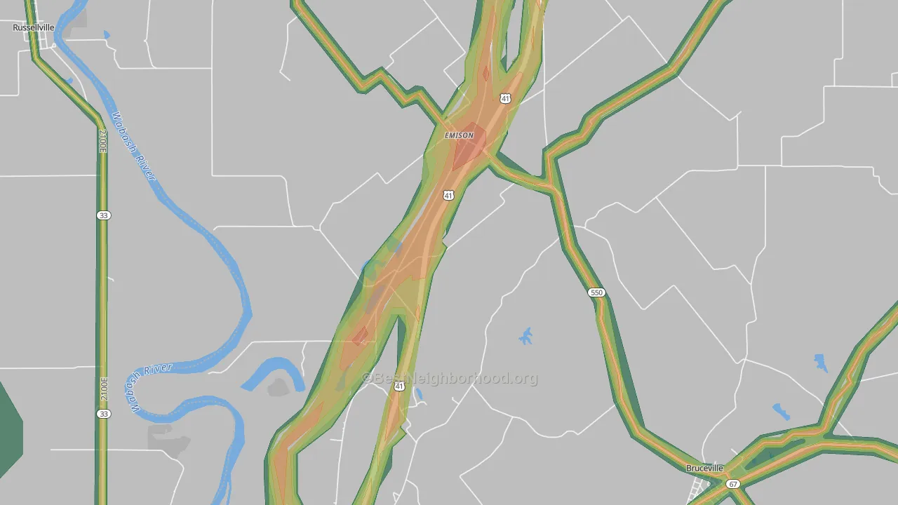 Emison, IN Map of Noise Levels in Emison