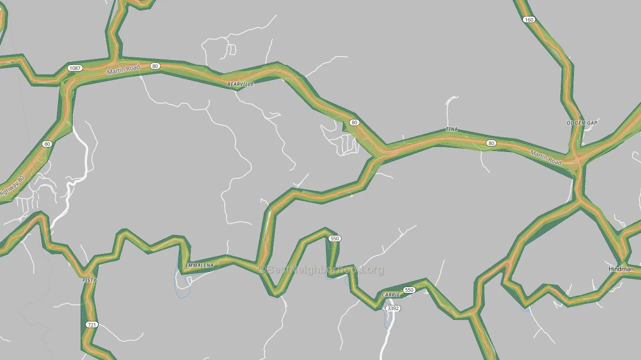 Emmalena, KY Map of Noise Levels in Emmalena