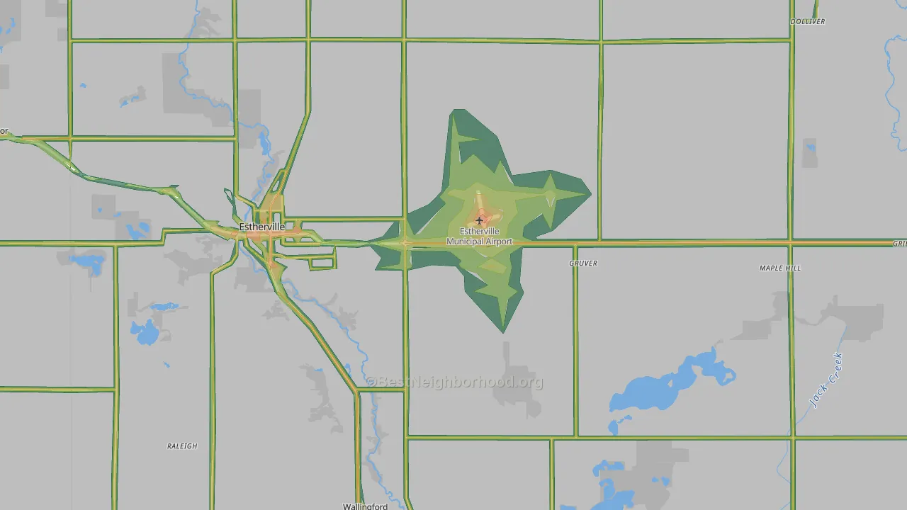 Emmet County, IA Map of Noise Levels in Emmet County