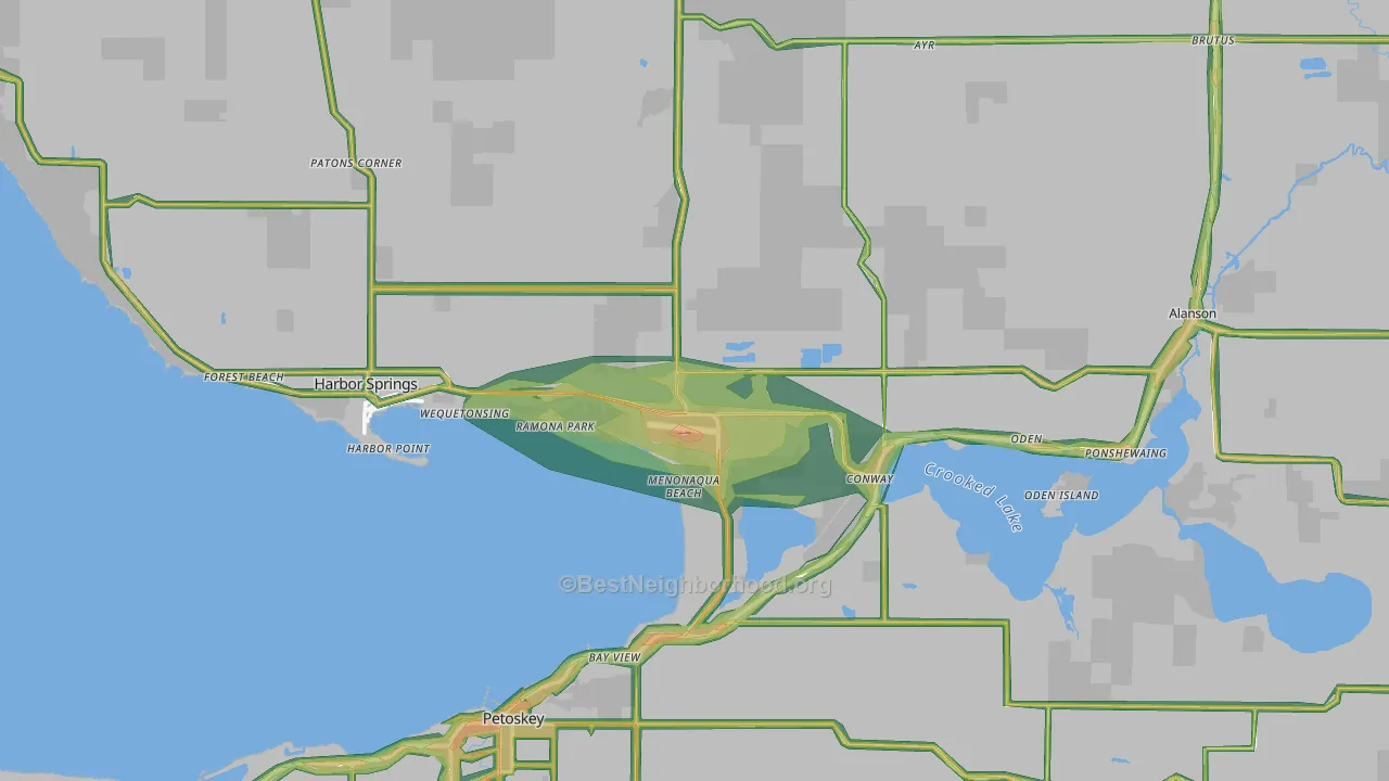 Emmet County, MI Map of Noise Levels in Emmet County