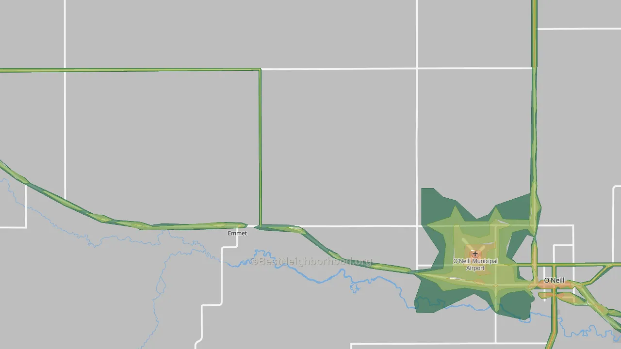 Emmet, NE Map of Noise Levels in Emmet