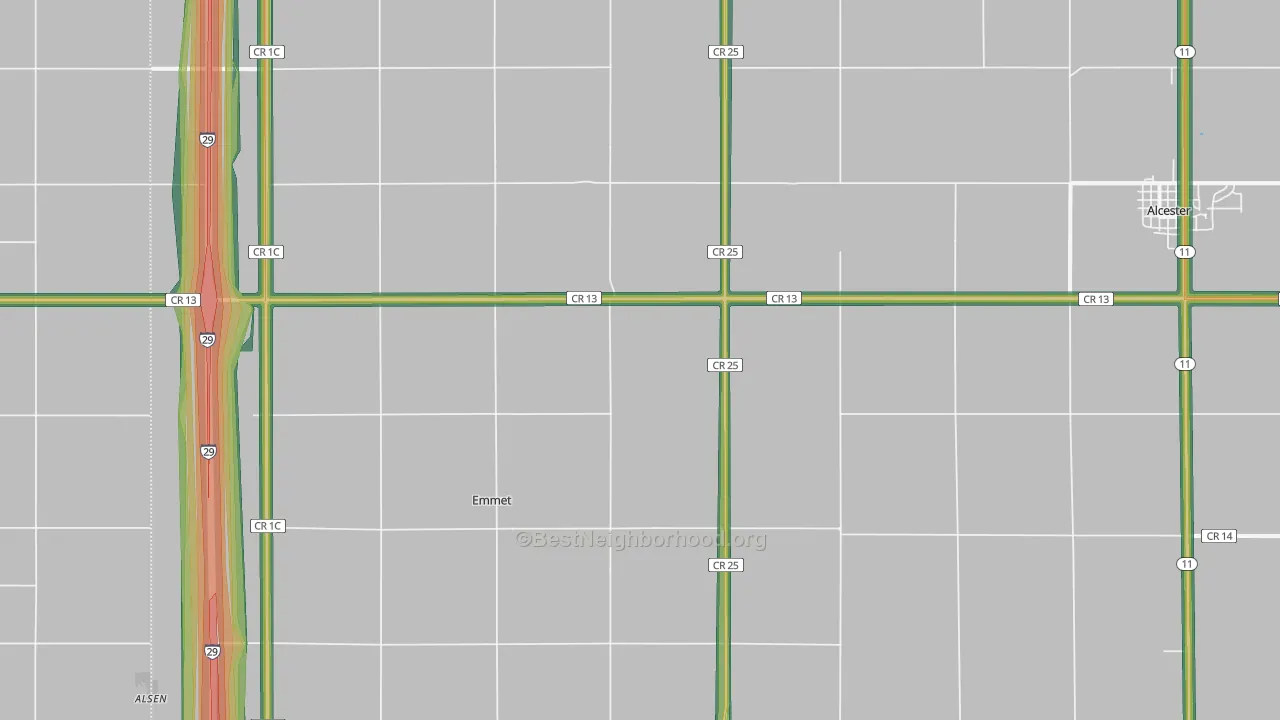 Emmet, SD Map of Noise Levels in Emmet