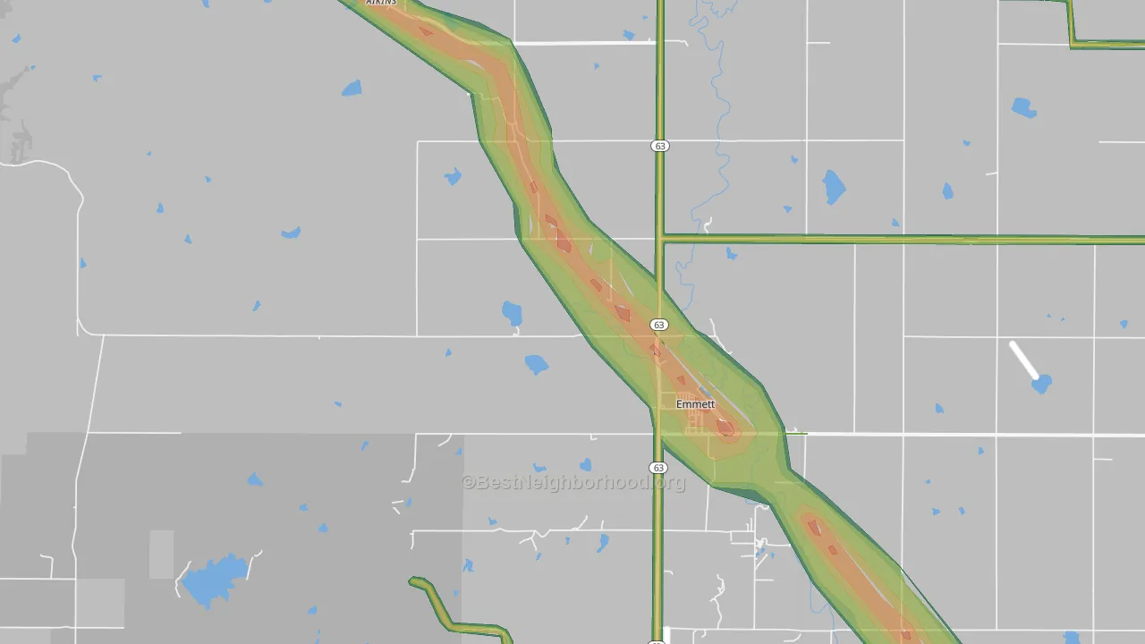 Emmett, KS Map of Noise Levels in Emmett