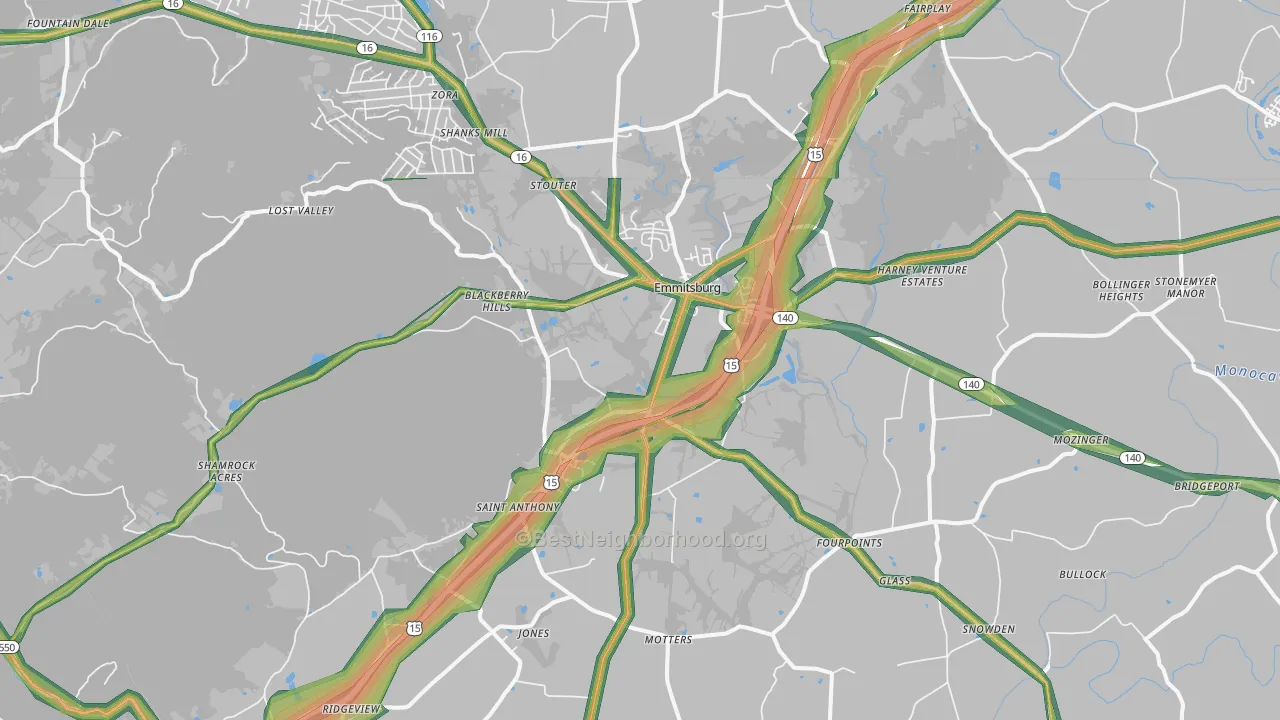Emmitsburg, MD Map of Noise Levels in Emmitsburg