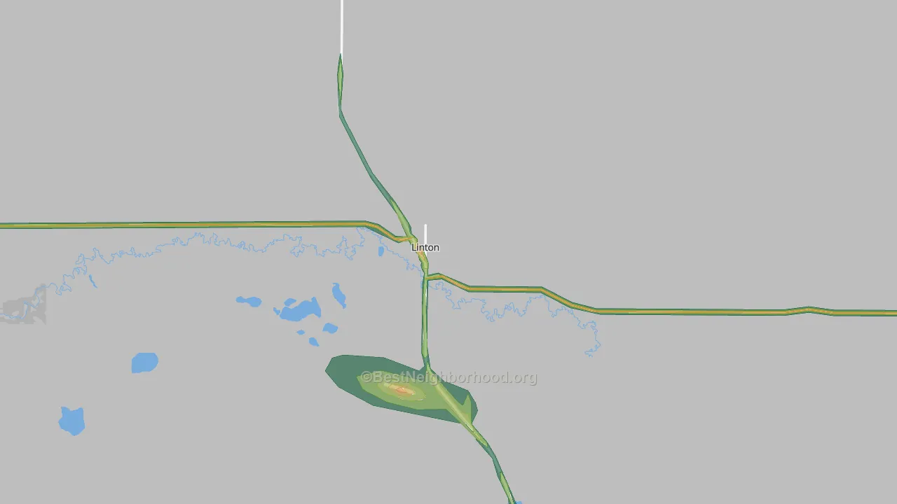 Emmons County, ND Map of Noise Levels in Emmons County