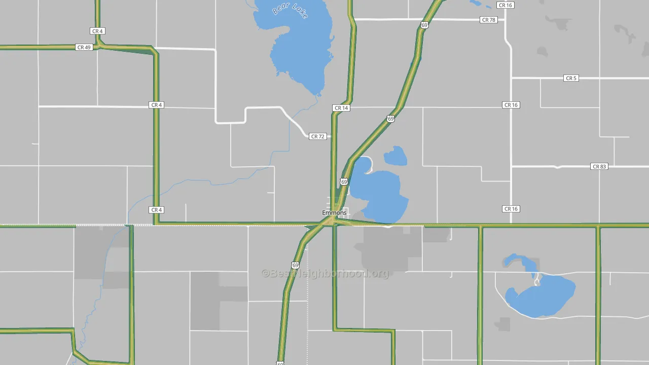 Emmons, MN Map of Noise Levels in Emmons