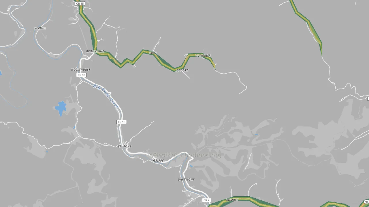 Emmons, WV Map of Noise Levels in Emmons