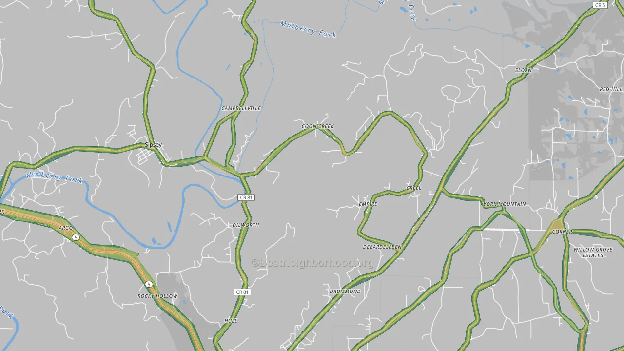 Empire, AL Map of Noise Levels in Empire