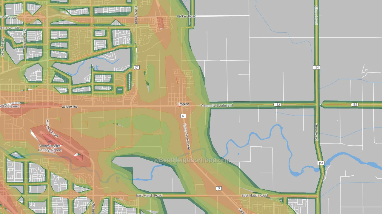 Empire, CA Map of Noise Levels in Empire