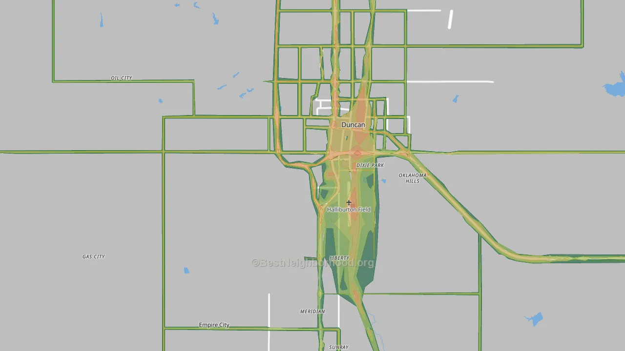 Empire City, OK Map of Noise Levels in Empire City
