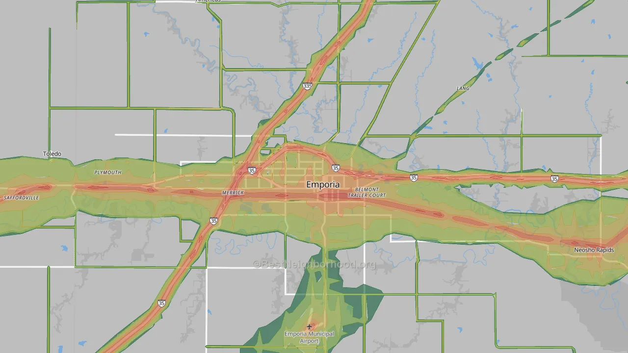 Emporia, KS Map of Noise Levels in Emporia