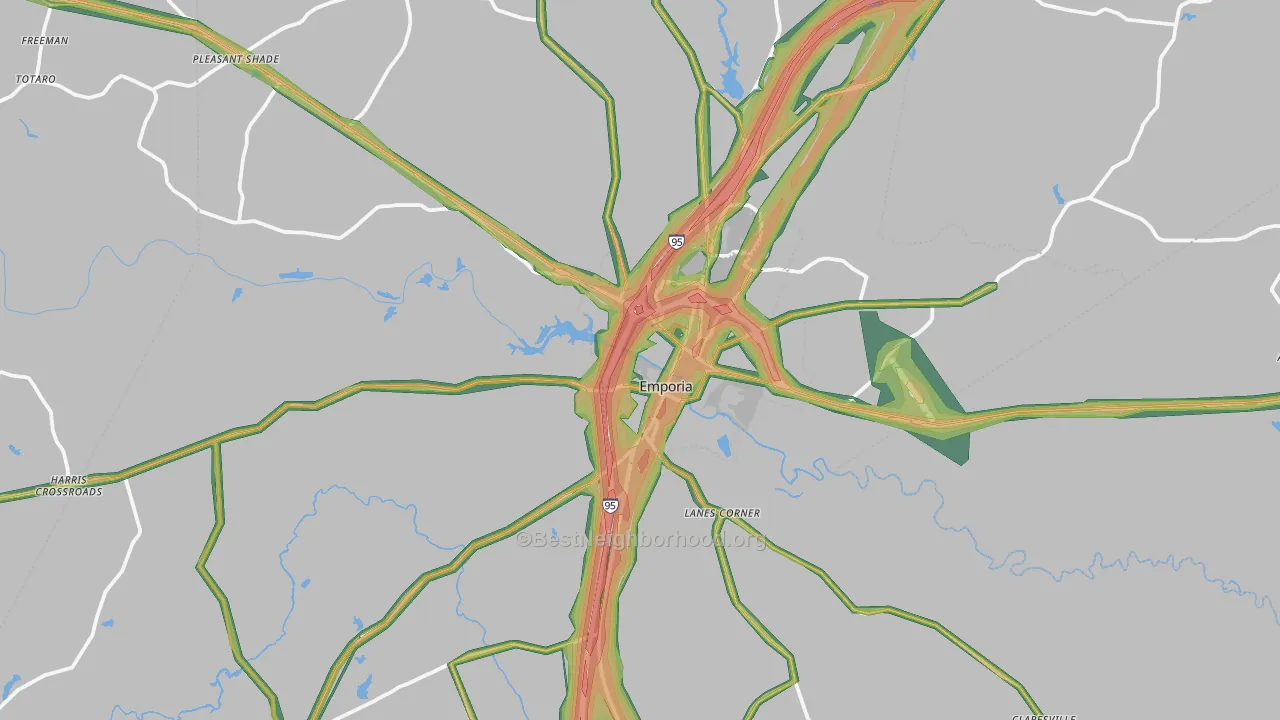 Emporia, VA Map of Noise Levels in Emporia