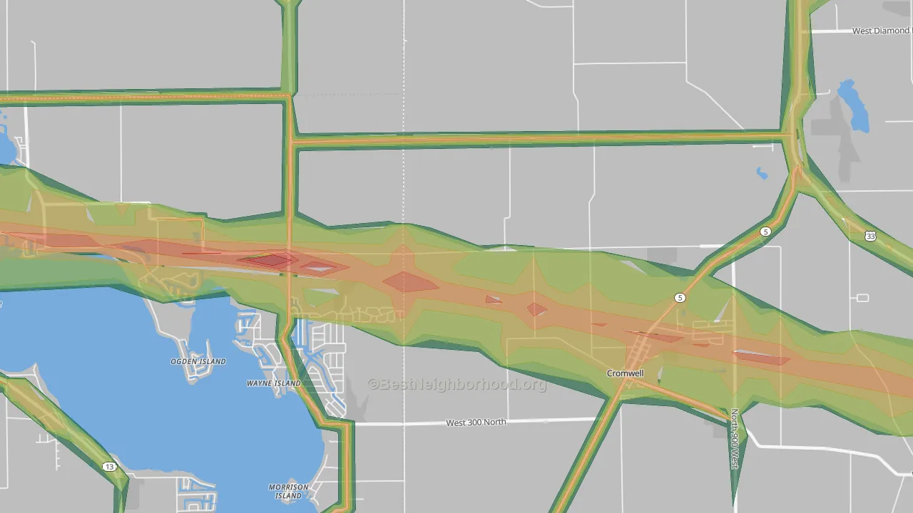 Enchanted Hills, IN Map of Noise Levels in Enchanted Hills