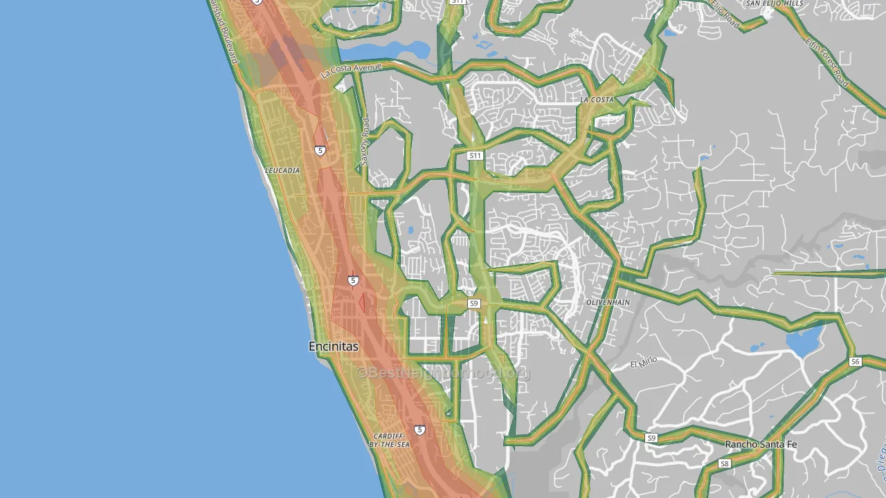 Encinitas, CA Map of Noise Levels in Encinitas