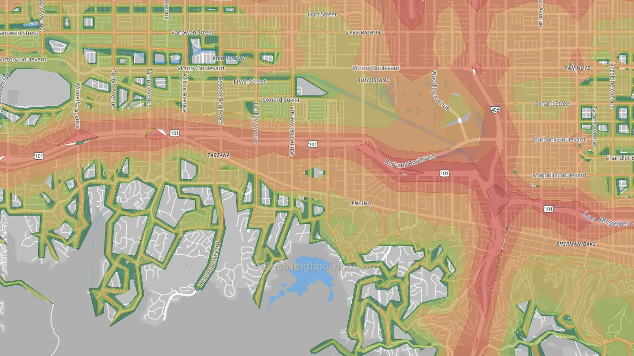 Encino, CA Map of Noise Levels in Encino