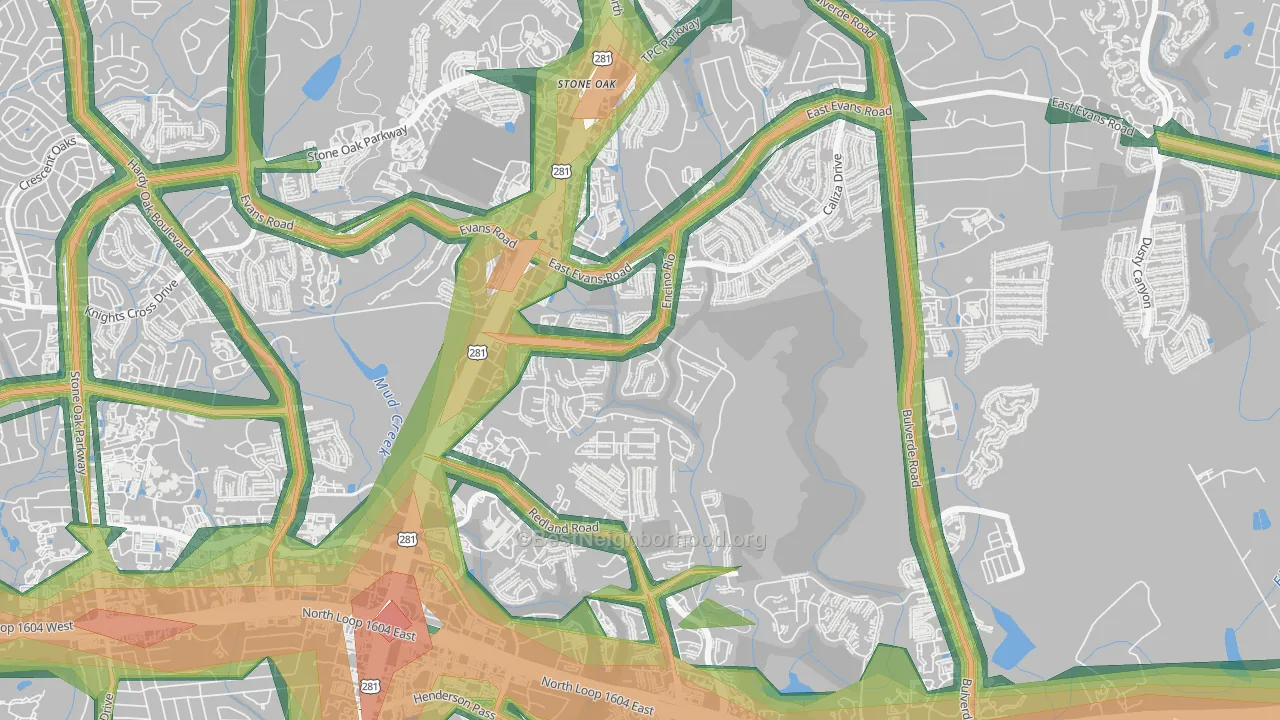 Encino Park, San Antonio, TX Map of Noise Levels in Encino Park