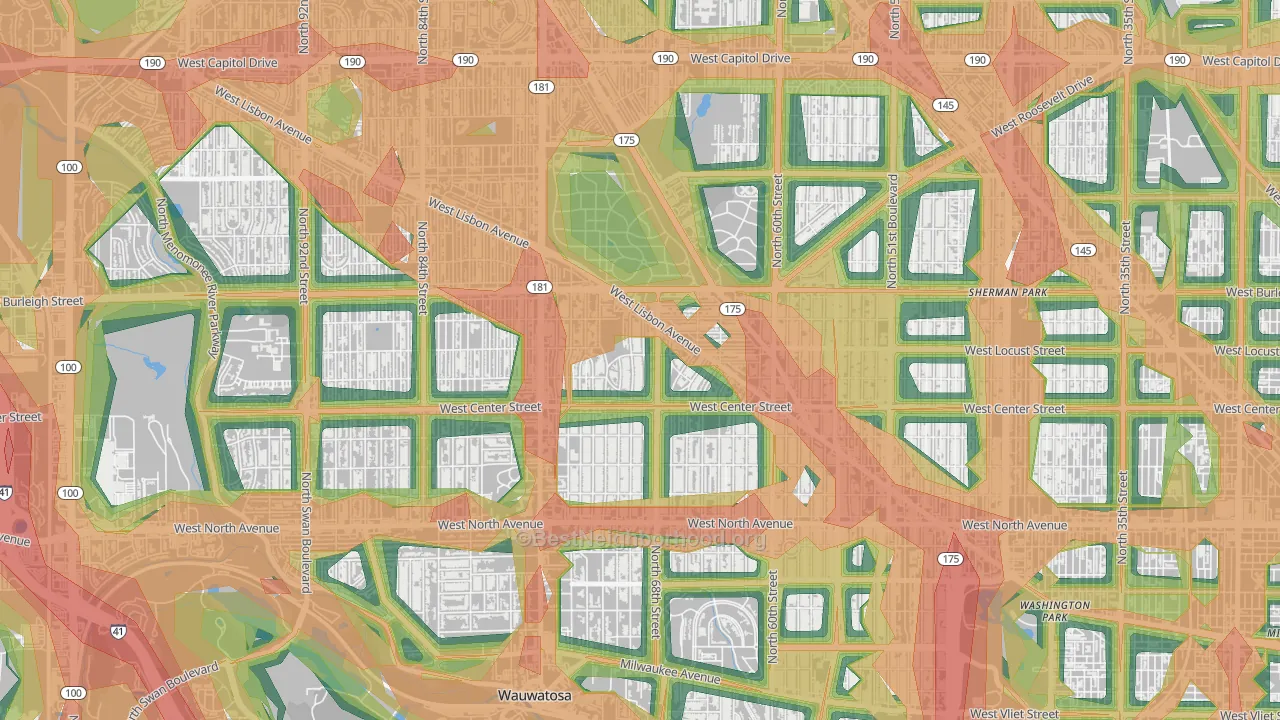 Enderis Park, Milwaukee, WI Map of Noise Levels in Enderis Park