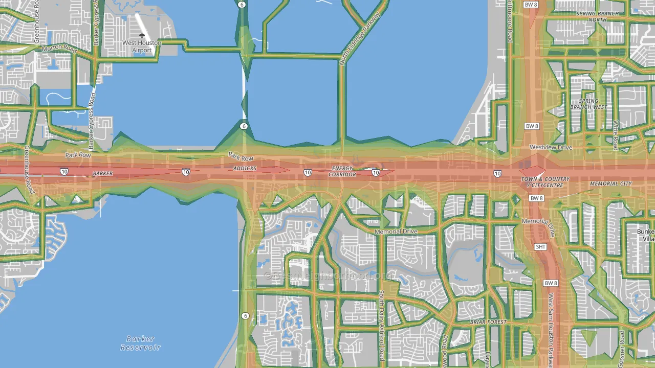 Energy Corridor, Houston, TX Map of Noise Levels in Energy Corridor
