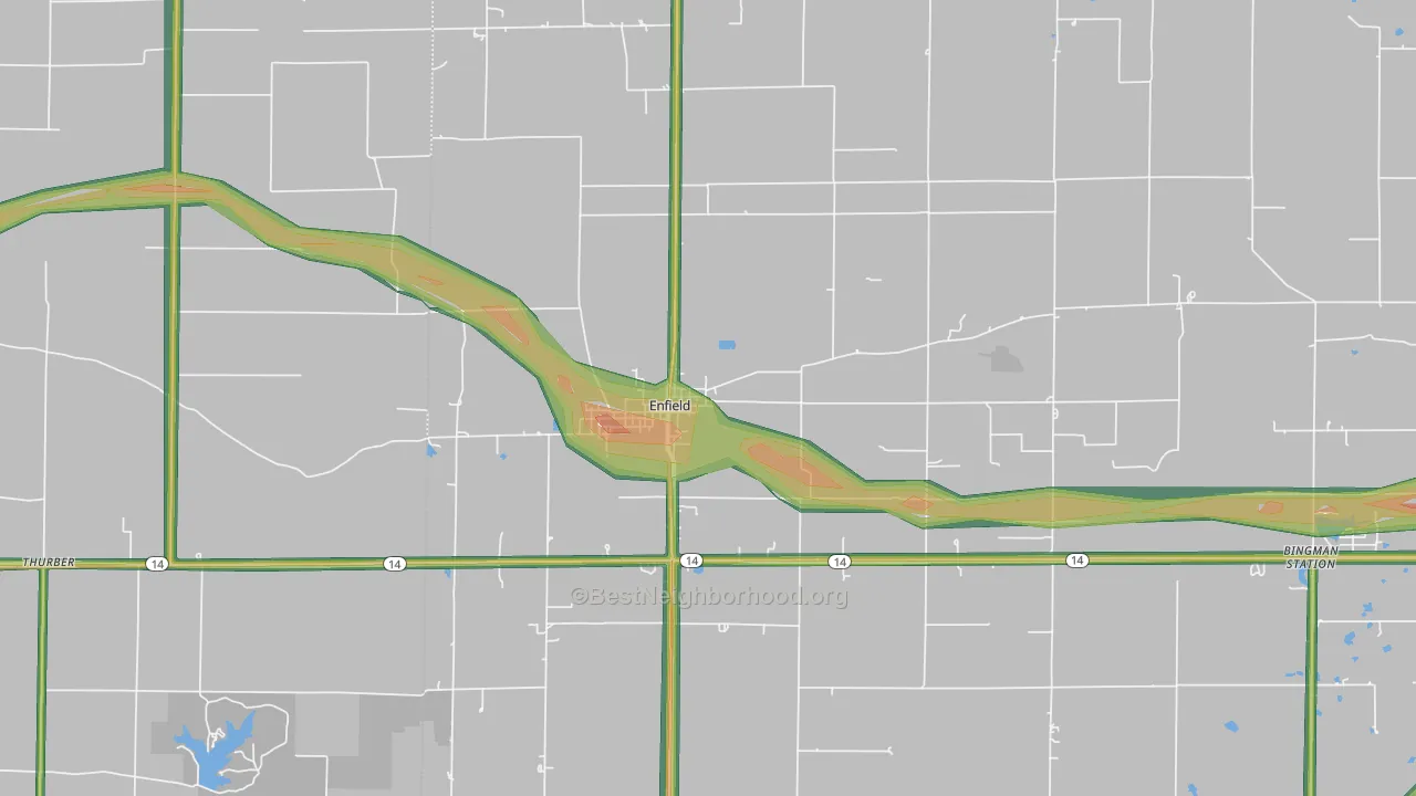 Enfield, IL Map of Noise Levels in Enfield
