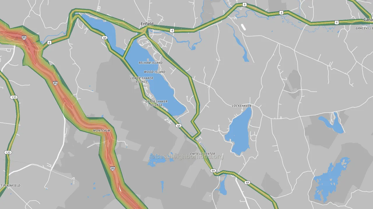 Enfield, NH Map of Noise Levels in Enfield