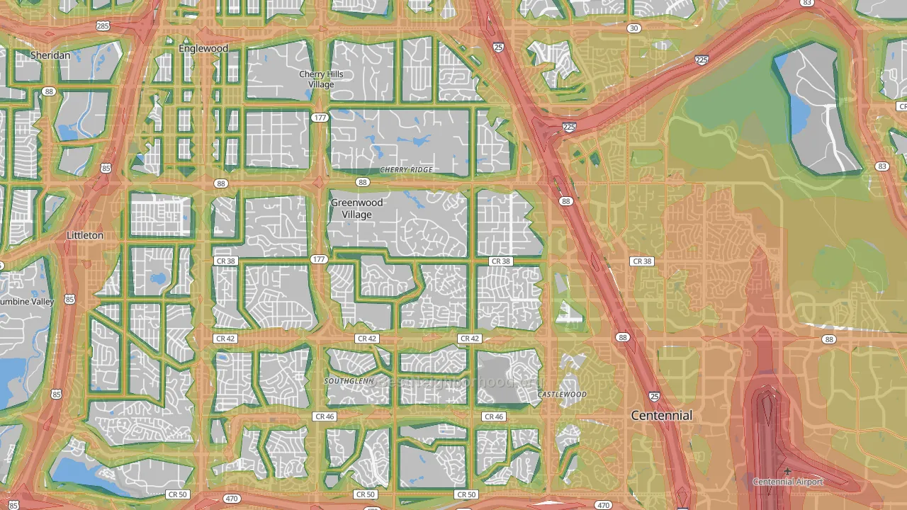 Englewood, CO Map of Noise Levels in Englewood