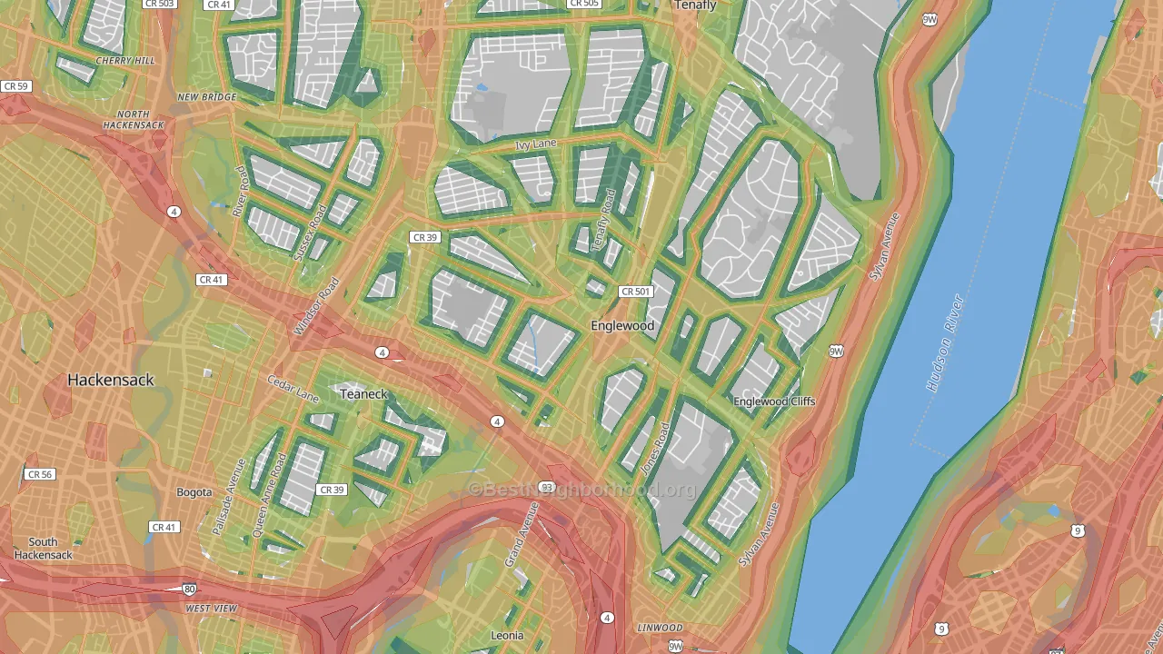 Englewood, NJ Map of Noise Levels in Englewood