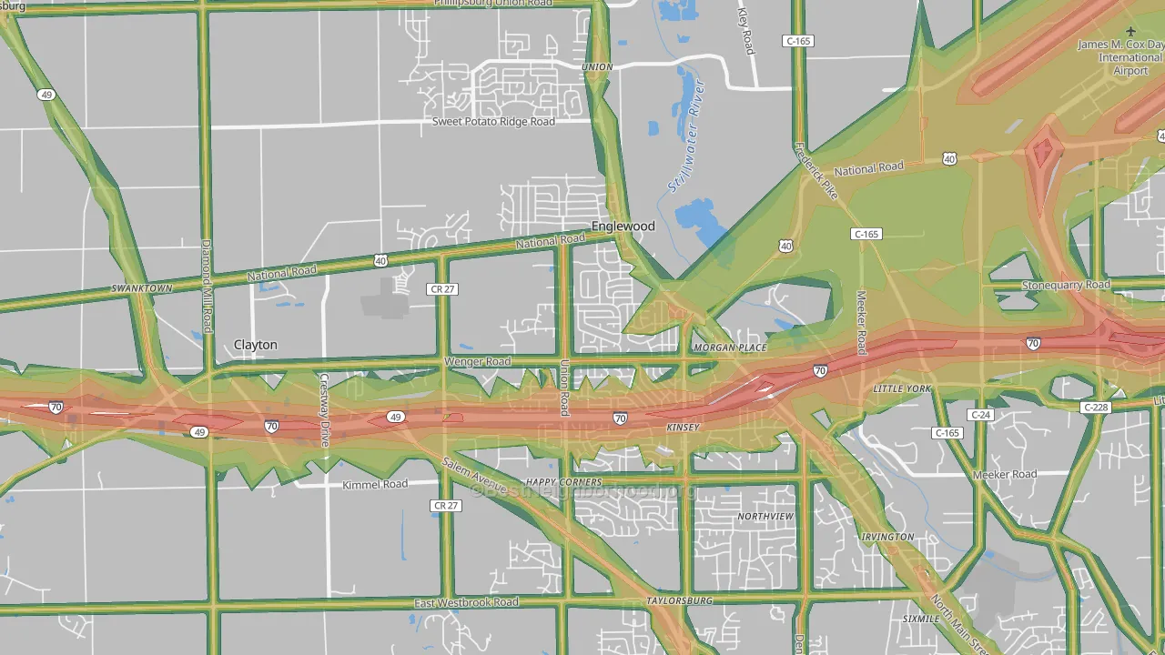 Englewood, OH Map of Noise Levels in Englewood