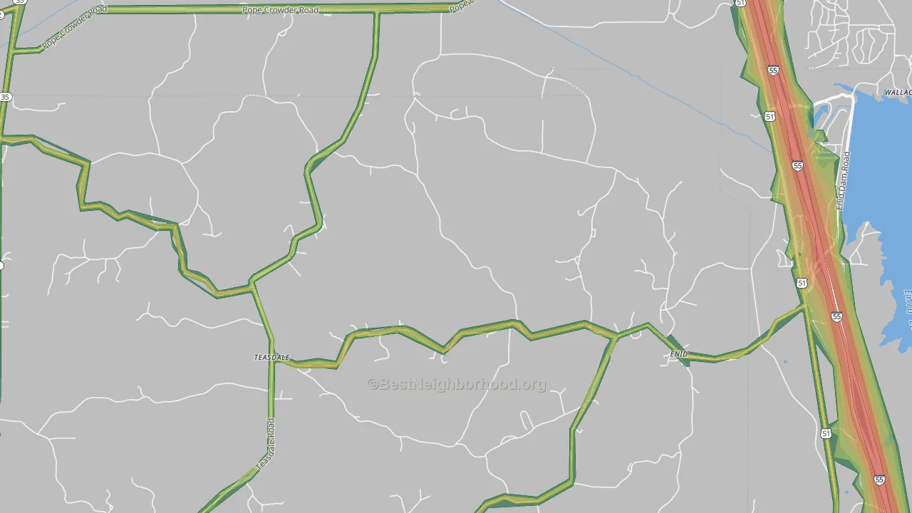 Enid, MS Map of Noise Levels in Enid