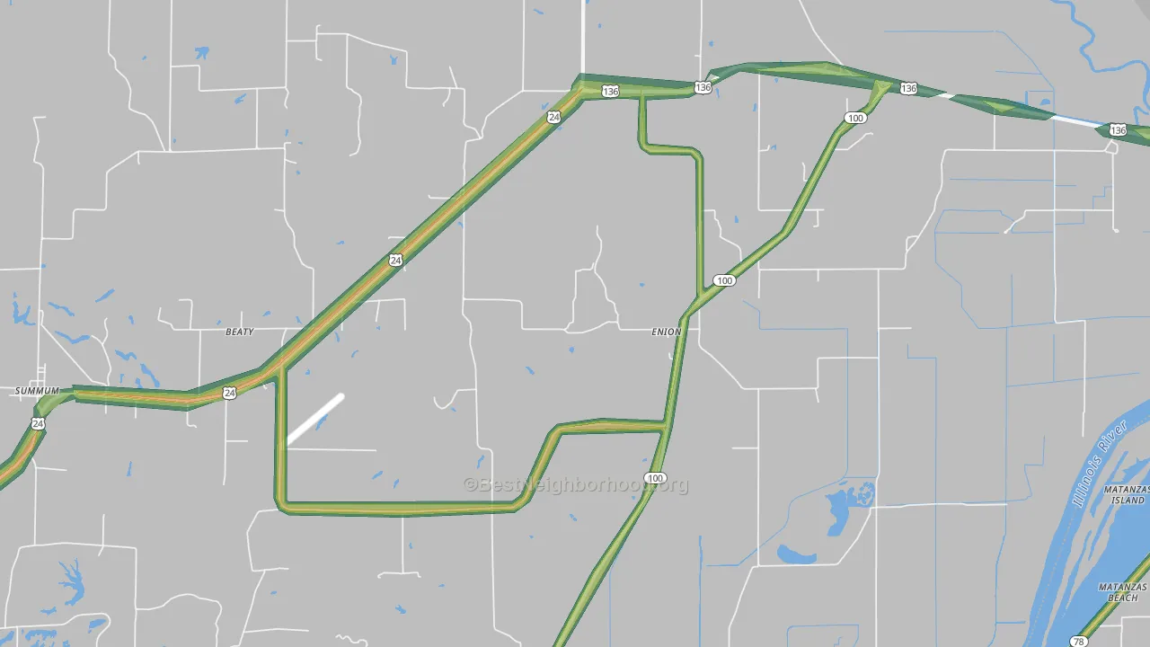 Enion, IL Map of Noise Levels in Enion