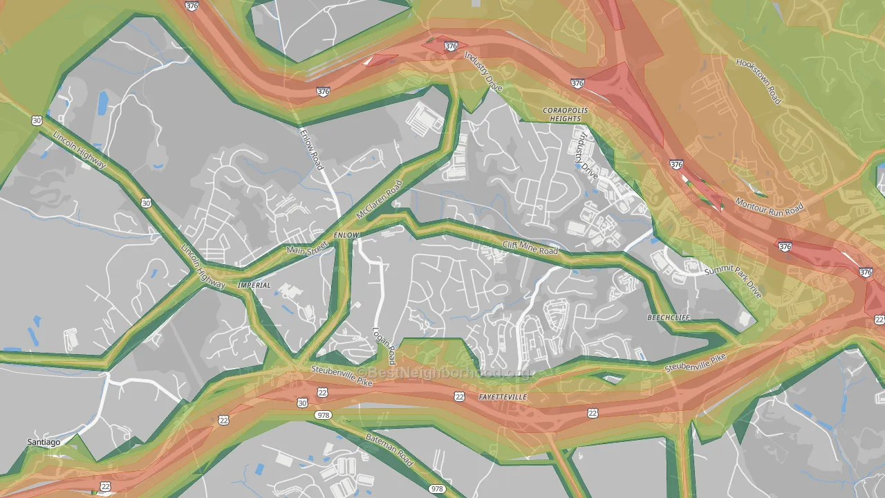 Enlow, PA Map of Noise Levels in Enlow